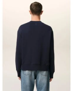 Ami Mens Script Letter Sweatshirt Navy Blue -Repertoire Fashion Store ami mens script letter sweatshirt navy blue p46060 310711 image
