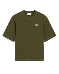 Ami Mens Script T-Shirt Loden Green