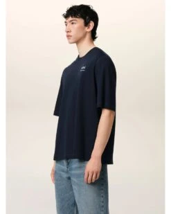 Ami Mens Script T-Shirt Navy Blue -Repertoire Fashion Store ami mens script t shirt navy blue p46048 310534 image