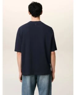 Ami Mens Script T-Shirt Navy Blue -Repertoire Fashion Store ami mens script t shirt navy blue p46048 310544 image