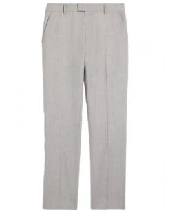 Ami Mens Tailored Wool Pleat Front Trousers Light Heather Grey