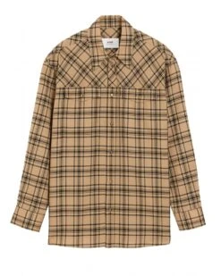 Ami Unisex Checked Lumberjack Shirt Camel/Black