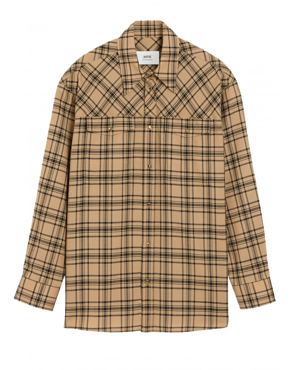 Ami Unisex Checked Lumberjack Shirt Camel/Black 1 Ami Unisex Checked Lumberjack Shirt Camel/Black