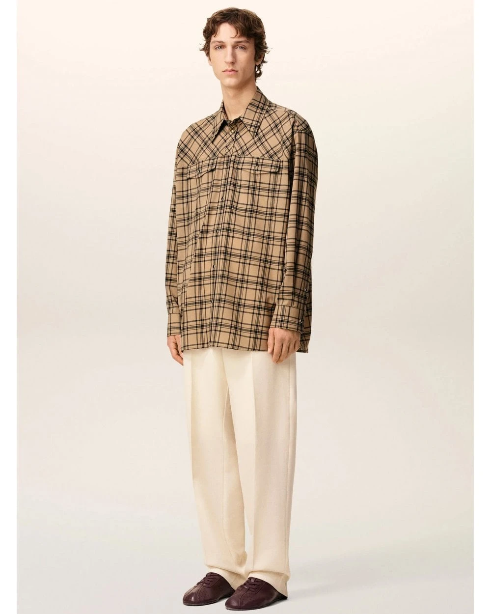 Ami Unisex Checked Lumberjack Shirt Camel/Black 2 Ami Unisex Checked Lumberjack Shirt Camel/Black - Image 2