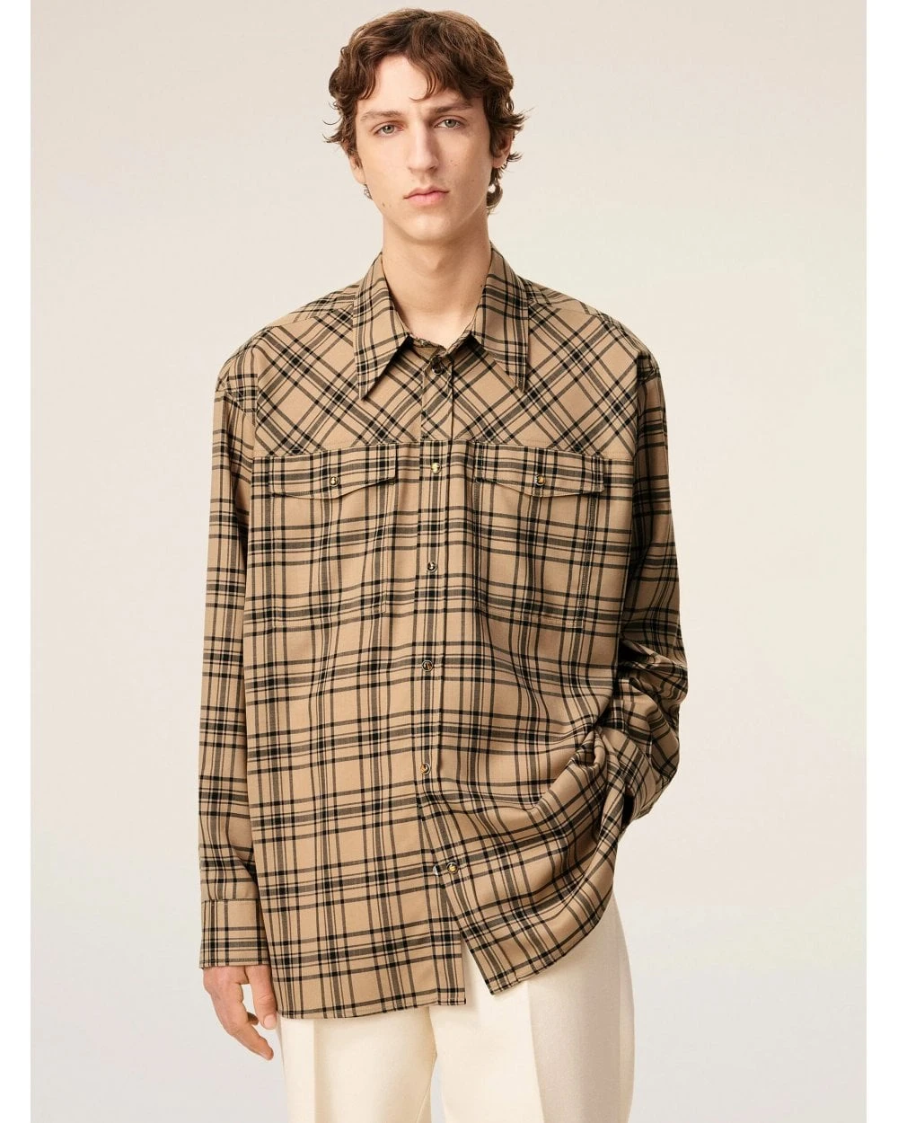 Ami Unisex Checked Lumberjack Shirt Camel/Black 4 Ami Unisex Checked Lumberjack Shirt Camel/Black - Image 4
