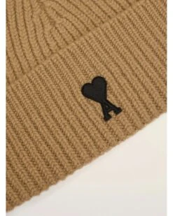 Ami Unisex De Coeur Logo Beanie Camel Beige -Repertoire Fashion Store ami unisex de coeur logo beanie camel beige p46870 319005 image