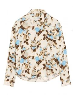 Ami Unisex Flower Print Shirt Sky Blue/Ivory