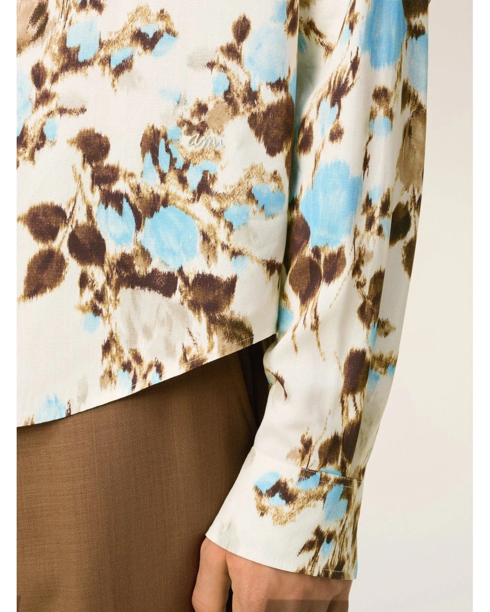 Ami Unisex Flower Print Shirt Sky Blue/Ivory 5 Ami Unisex Flower Print Shirt Sky Blue/Ivory - Image 5