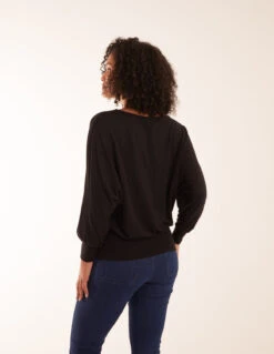 Cut And Sew Batwing Top(Black Cut And Sew Batwing Top) -Repertoire Fashion Store aw23002 black 13631