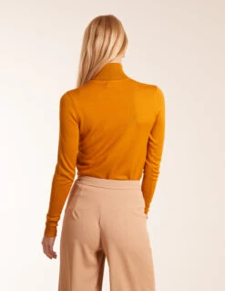 Roll Neck Jumper(Mustard Roll Neck Solid Jumper) -Repertoire Fashion Store aw23228 mustard66492