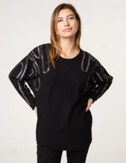 Embellished Shoulder Jumper(Black Embellished Shoulder Jumper 2)