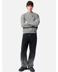 Axel Arigato Mens Bird Bee Sweater Jumper Melange Grey -Repertoire Fashion Store axel arigato mens bird bee sweater jumper melange grey p46695 316785 image