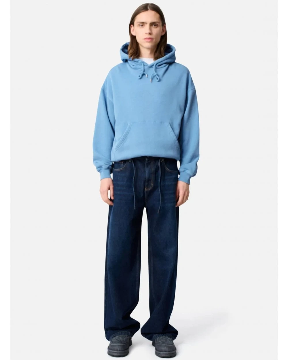 Axel Arigato Mens Distorted Text Hoodie Dark Cornflower Blue 2 Axel Arigato Mens Distorted Text Hoodie Dark Cornflower Blue - Image 2