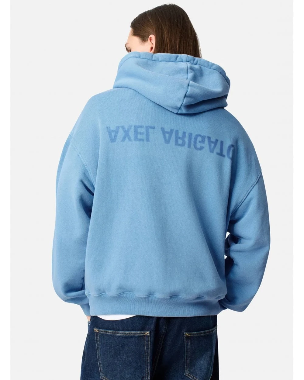 Axel Arigato Mens Distorted Text Hoodie Dark Cornflower Blue 4 Axel Arigato Mens Distorted Text Hoodie Dark Cornflower Blue - Image 4
