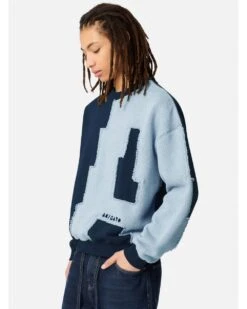 Axel Arigato Mens Pixel A Sweatshirt Light Blue/Navy -Repertoire Fashion Store axel arigato mens pixel a sweatshirt light blue navy p46696 316812 image