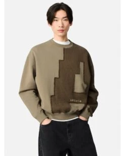 Axel Arigato Mens Pixel A Sweatshirt Stone Brown -Repertoire Fashion Store axel arigato mens pixel a sweatshirt stone brown p46697 316830 image