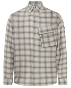 Belstaff Mens Linen Scale Check Shirt Black/Stone Beige