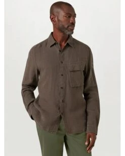 Belstaff Mens Linen Scale Shirt Army Olive Green -Repertoire Fashion Store belstaff mens linen scale shirt army olive green p46331 304269 image