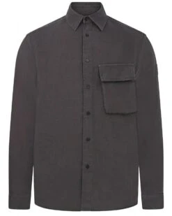 Belstaff Mens Linen Scale Shirt Washed Black