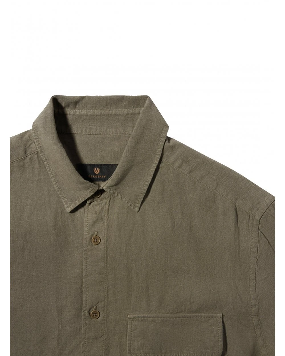 Belstaff Mens Linen Scale Short Sleeve Shirt Surplus Green 2 Belstaff Mens Linen Scale Short Sleeve Shirt Surplus Green - Image 2