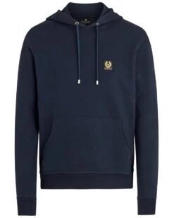 Belstaff Mens Patch Logo Hoodie Dark Ink Navy