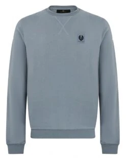 Belstaff Mens Patch Logo Sweatshirt Blue Flint