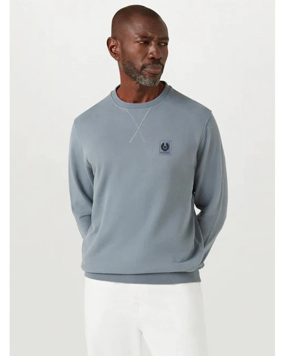 Belstaff Mens Patch Logo Sweatshirt Blue Flint 2 Belstaff Mens Patch Logo Sweatshirt Blue Flint - Image 2
