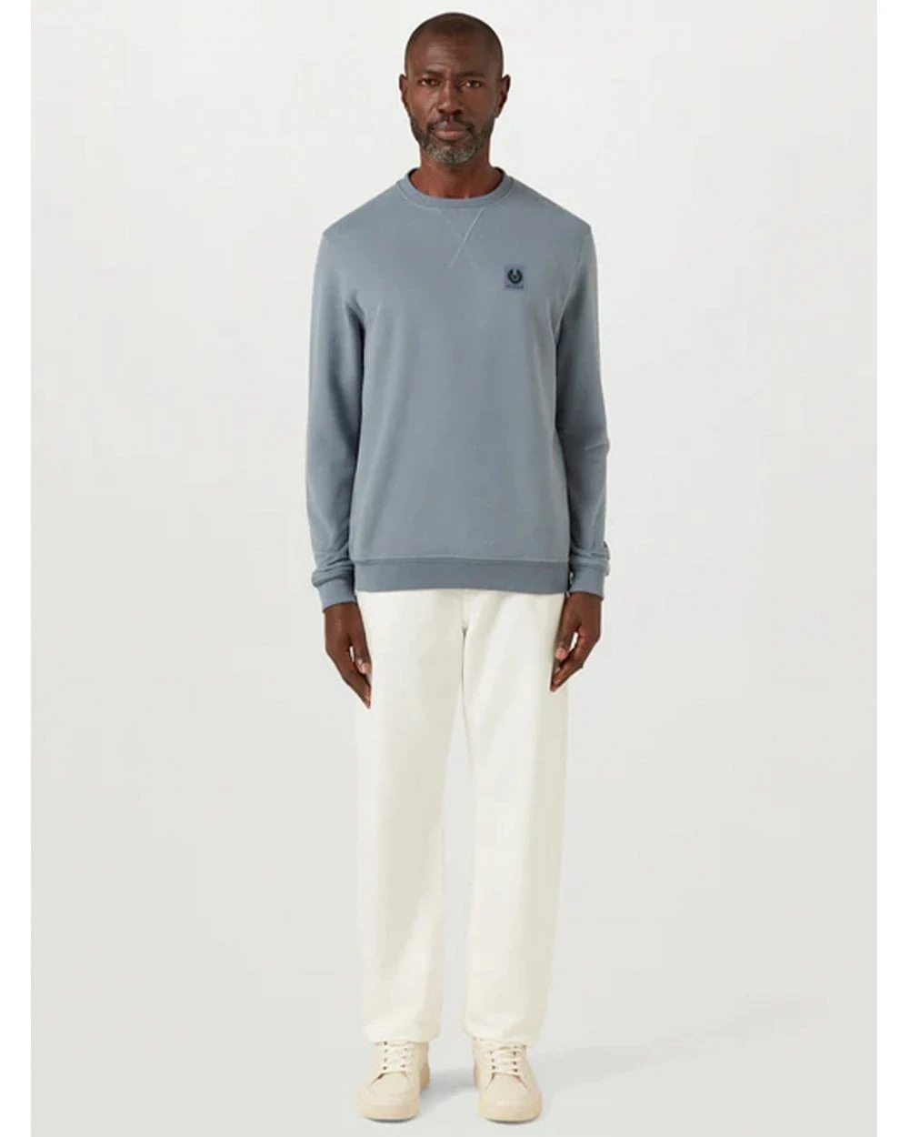 Belstaff Mens Patch Logo Sweatshirt Blue Flint 3 Belstaff Mens Patch Logo Sweatshirt Blue Flint - Image 3