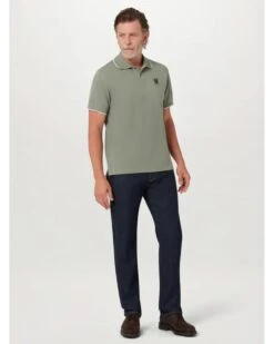 Belstaff Mens Patch Logo Tipped Polo Shirt Sage Green -Repertoire Fashion Store belstaff mens patch logo tipped polo shirt sage green p46808 318073 image