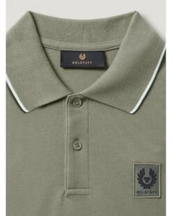 Belstaff Mens Patch Logo Tipped Polo Shirt Sage Green -Repertoire Fashion Store belstaff mens patch logo tipped polo shirt sage green p46808 318081 image