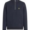Belstaff Mens Patch Quarter Zip Sweatshirt Dark Ink Navy