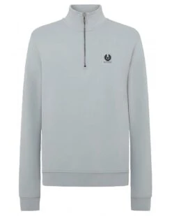Belstaff Mens Patch Quarter Zip Sweatshirt Quarry Blue