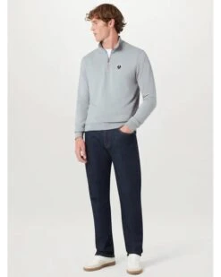 Belstaff Mens Patch Quarter Zip Sweatshirt Quarry Blue -Repertoire Fashion Store belstaff mens patch quarter zip sweatshirt quarry blue p46815 318217 image