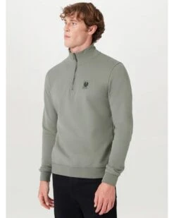 Belstaff Mens Patch Quarter Zip Sweatshirt Sage Green -Repertoire Fashion Store belstaff mens patch quarter zip sweatshirt sage green p46814 318193 image