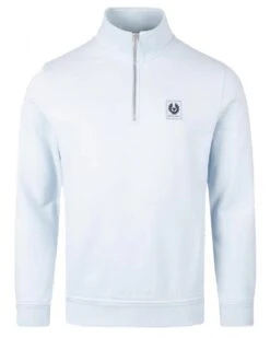 Belstaff Mens Quarter Zip Sweatshirt Sky Blue