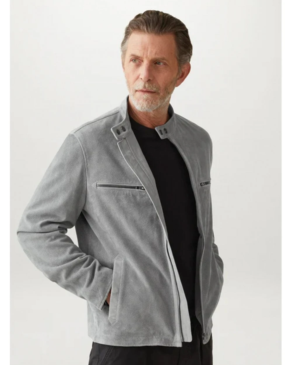 Belstaff Mens Raceway Air Suede Biker Jacket Charcoal Grey 3 Belstaff Mens Raceway Air Suede Biker Jacket Charcoal Grey - Image 3