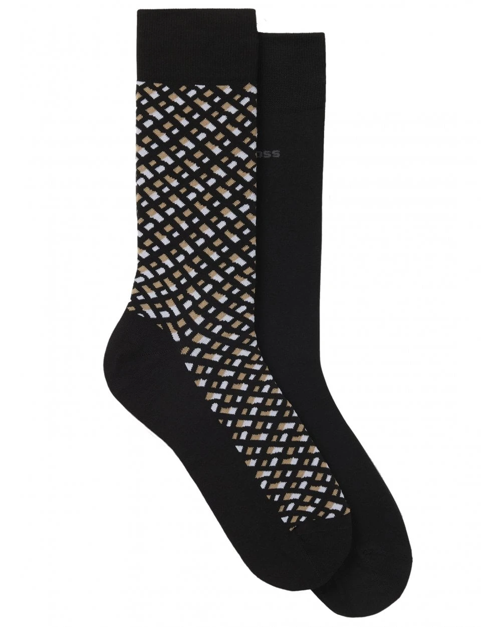 BOSS Mens 2 Pack RS Monogram Socks Black 1 BOSS Mens 2 Pack RS Monogram Socks Black