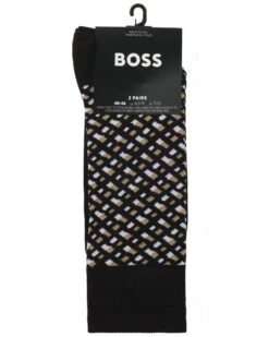BOSS Mens 2 Pack RS Monogram Socks Black 5 BOSS Mens 2 Pack RS Monogram Socks Black -Repertoire Fashion Store boss mens 2 pack rs monogram socks black p46387 308065 image