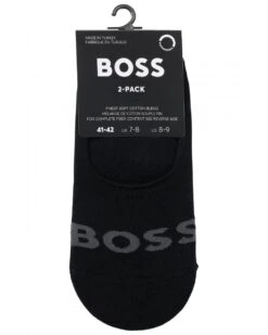 BOSS Mens 2 Pack SL Uni Logo Invisible Socks Black