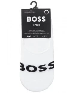 BOSS Mens 2 Pack SL Uni Logo Invisible Socks White