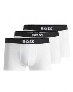 BOSS Mens 3 Pack Logo Waistband Boxers White