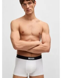 BOSS Mens 3 Pack Logo Waistband Boxers White -Repertoire Fashion Store boss mens 3 pack logo waistband boxers white p46372 308005 image