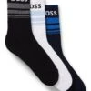 BOSS Mens 3 Pack Ribbed Stripe Socks Blue/Black/White 6 BOSS Mens 3 Pack Ribbed Stripe Socks Blue/Black/White -Repertoire Fashion Store boss mens 3 pack ribbed stripe socks blue black white p44924 287345 image
