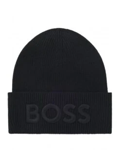BOSS Mens AFox_R Embroidered Logo Beanie Black