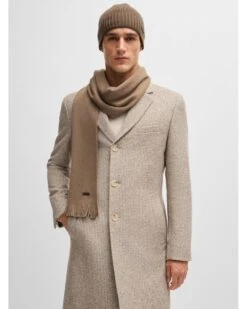 BOSS Mens Albas Raschel Knit Scarf Light Khaki Green -Repertoire Fashion Store boss mens albas raschel knit scarf light khaki green p45611 295206 image