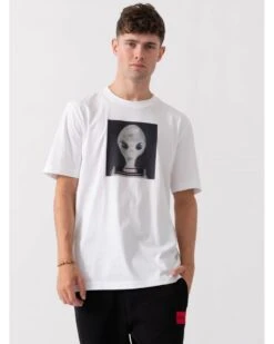BOSS Mens Alien Print T-Shirt White