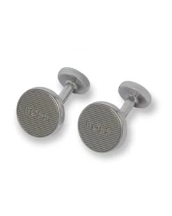 BOSS Mens Andre Silver Logo Cufflinks