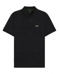 BOSS Mens AO Zone Print Polo Shirt Black