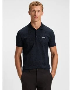 BOSS Mens AO Zone Print Polo Shirt Black -Repertoire Fashion Store boss mens ao zone print polo shirt black p47068 320209 image