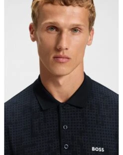 BOSS Mens AO Zone Print Polo Shirt Black -Repertoire Fashion Store boss mens ao zone print polo shirt black p47068 320214 image